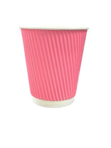 Pink two-layer paper cups, size 8 ounces