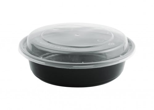 صحون بلاستيك مايكرويف دائرية اسود 24اونز