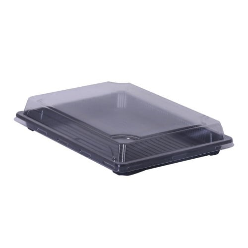 وعاء سوشي أسود + غطاء شفاف CH004