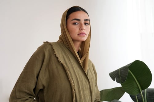 Fiber Olive Abaya