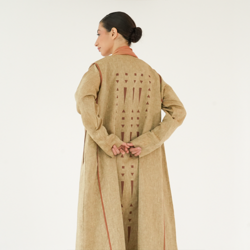 Najd brown Print Abaya