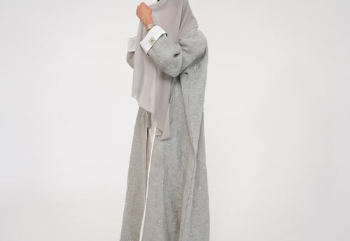 Full brocade Grey Abaya