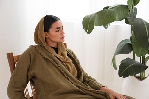 Fiber Olive Abaya