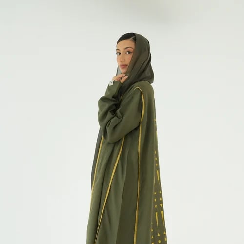 Najd gold Print Abaya