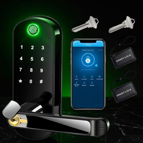 قفل باب ذكي ببصمة وبطاقة NFC — مقاوم للماء