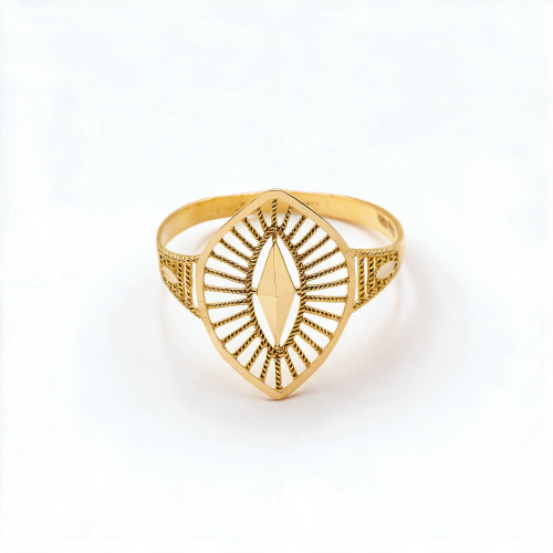خاتم ذهب معين اعمدة مع معين لماع- عيار 21