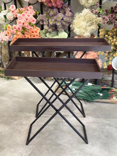 طقم طاولة بني قطعتين