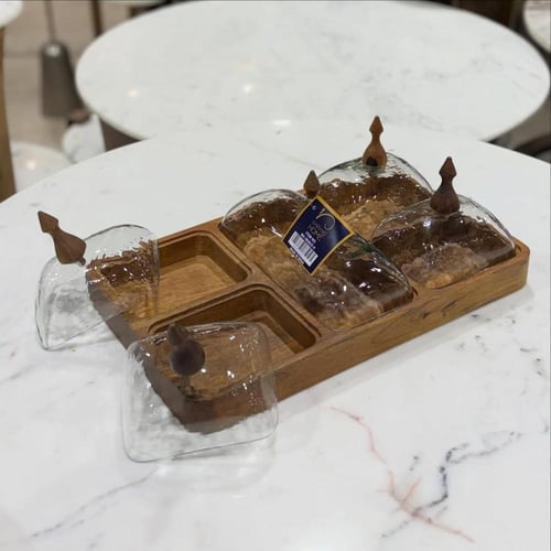 صينية تقديم 5 خانة لون بني فاخرة