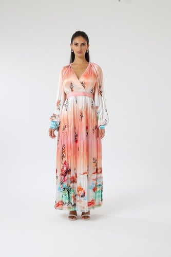 فستان ماكسي ناعم بألوان الغروب