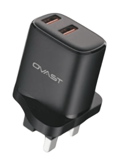شاحن حائط سريع ثنائي USB من OVAST مع كيبل ايفون