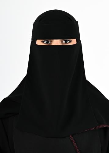 نقاب اسود مقاس طويل بمطاط مزدوج