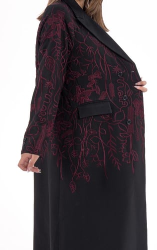 عباية بليزر كلاسيكية ثنائي اللون الاسود والبرغندي