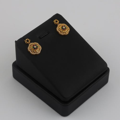 نصف طقم ذهب بتصميم فصوص ملونة - عيار 21