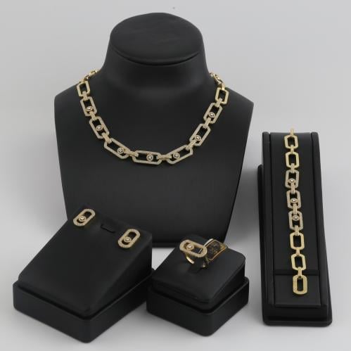 طقم ذهب جنزير لماع - عيار 18