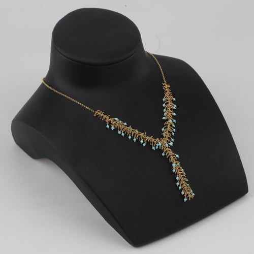 طقم ذهب بتصميم كرات مع دلايات تبفانية - عيار 18