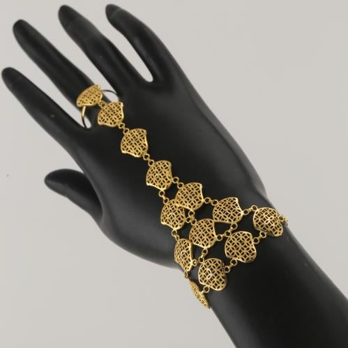 كف ذهب بتصميم هندسي شبكي - عيار 21