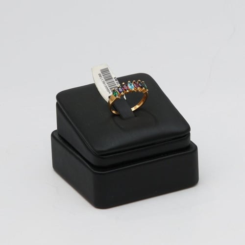 طقم ذهب جنزير مع فصوص معينة ملونة - عيار 21