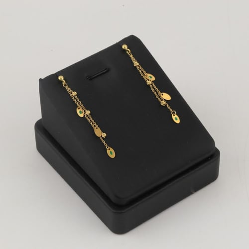 نصف طقم ذهب ادوار متعددة مع دلايات معينة - عيار 18