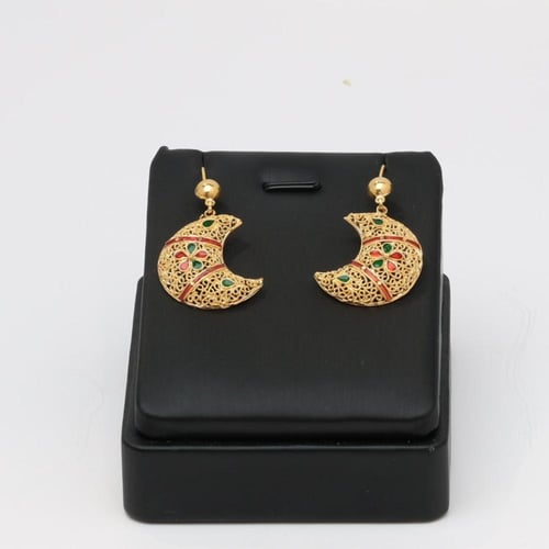 طقم ذهب بتصميم هلال مزخرف ملفت - عيار 21