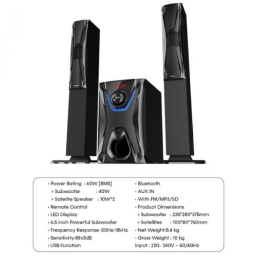 إمبكس نظام مسرح منزلي مزود بتقنية البلوتوث - 60 وا...