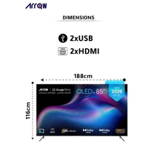 شاشة,ماركة ارو,85بوصة,سمارت ,فوركيه,120 هرتز,اندرو...