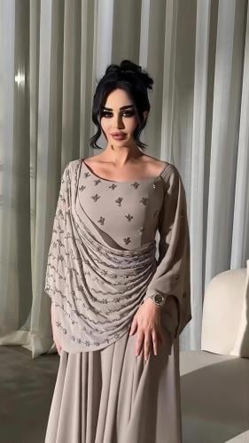 فستان سهره باربي شيفون تطريز يدوي