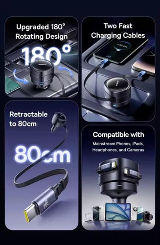 شاحن سيارة 2 في 1 بقدرة 60 واط