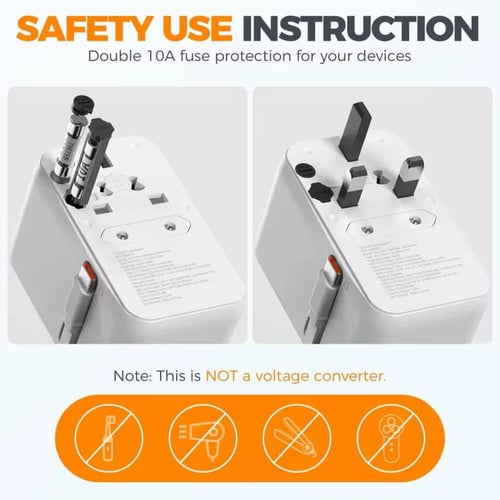 محول سفر دولي + شاحن سريع 35W