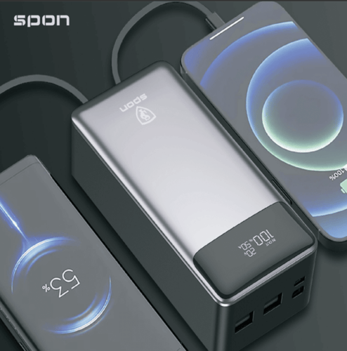 شاحن سبون متنقل باور بانك 30000 مللي أمبير مع شاحن...