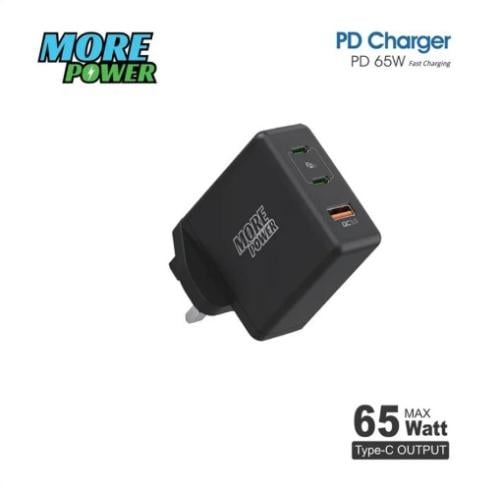 شاحن بيت مور بور 65 واط منفذين PD ومنفذ USB