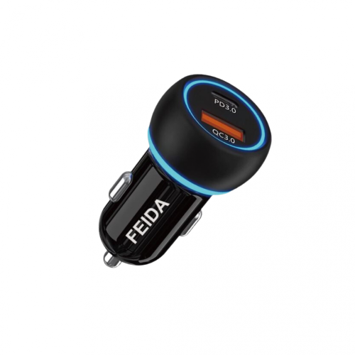 فيدا - شاحن سيارة بتقنية بي دي بقوة 38 واط بمنفذ U...