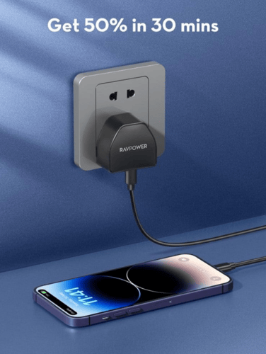 راف باور شاحن جداري بقوة 20 واط بمنفذ تايب سي - اس...