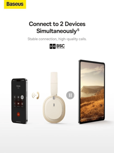 بيسوس سماعه راس لاسلكيه لون بيج - D05