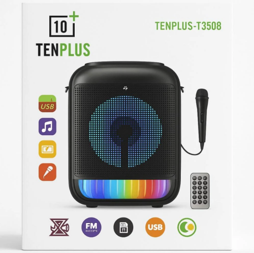 سبيكر محمول TENPLUS T3508 مع ميكروفون وإضاءة LED