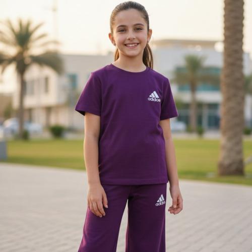 طقم عنابي صيفي بناتي من adi