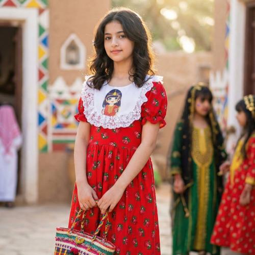 فستان "جوهرة التأسيس" احمر فاتح