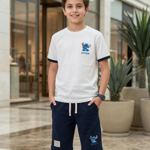 Casual Kids summer set - white and navy with embro...