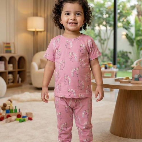 طقم بجامة "يونيكورن الأحلام" - وردي ناعم