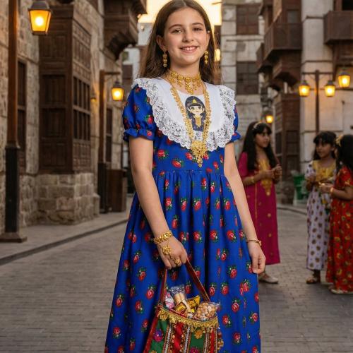 فستان "الزمن الجميل" الزرقاء فاتح