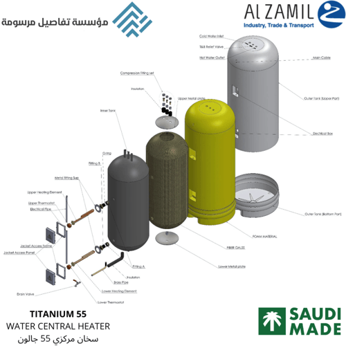 سخان الزامل المركزي صناعة سعودية 120 جالون المطور