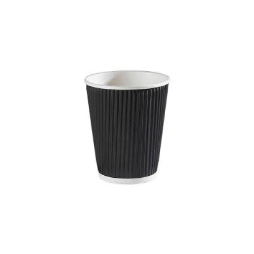 أركان أكواب ورقية سوداء مضلعة بجدار مزدوج 12 أونصة...