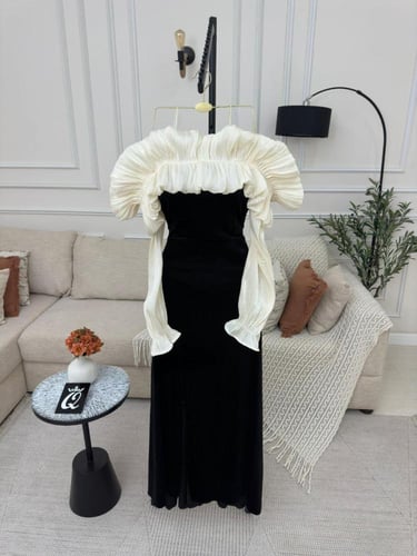 فستان سهره اسود على ابيض