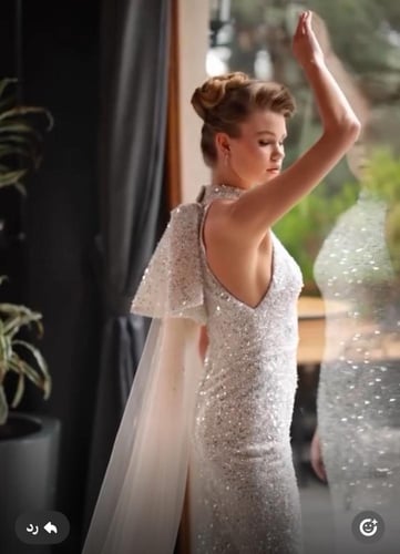 فستان سهره ابيض لمعه