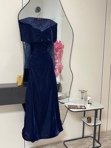 فستان سهره اسود واحمر وكحلي