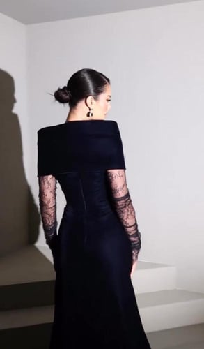 فستان سهره اسود واحمر وكحلي