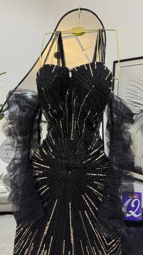 فستان سهره احمر و اسود و بيج