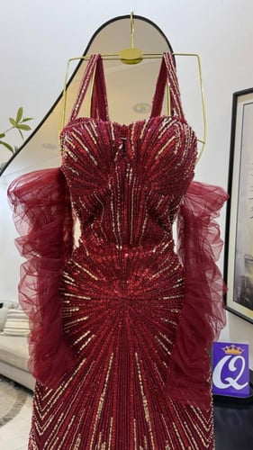 فستان سهره احمر و اسود و بيج