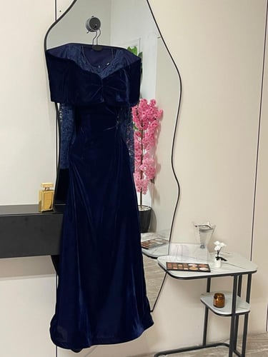 فستان سهره اسود واحمر وكحلي