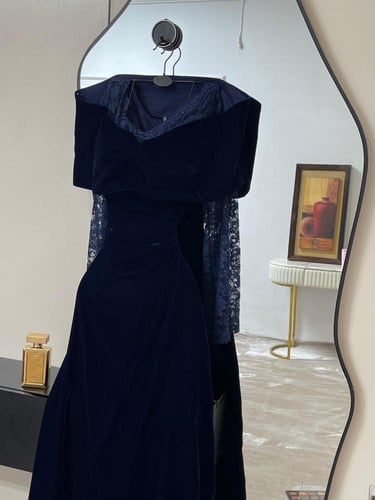 فستان سهره اسود واحمر وكحلي