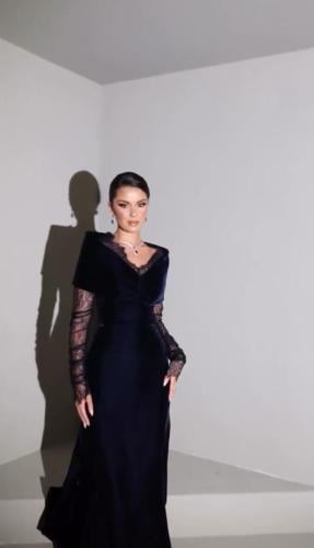 فستان سهره اسود واحمر وكحلي